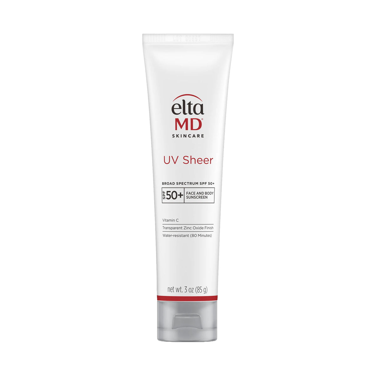 EltaMD UV Sheer Broad-Spectrum SPF 50+ face and body sunscreen tube