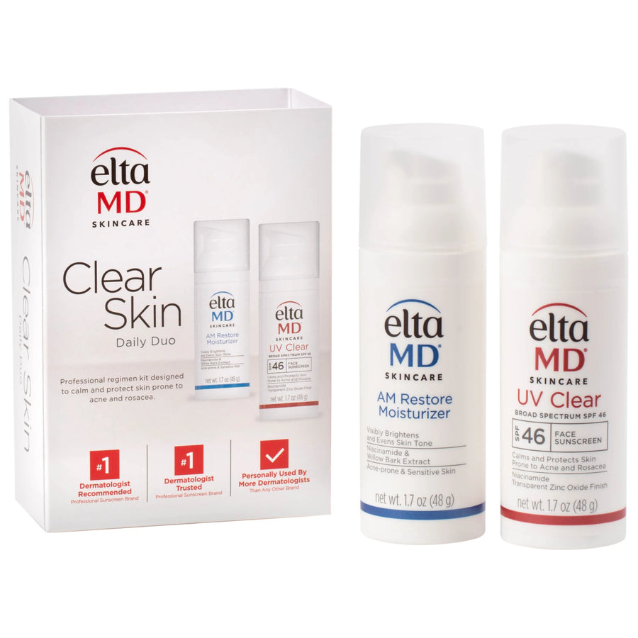 EltaMD Clear Skin Daily Duo set with AM Restore Moisturizer and UV Clear SPF 46