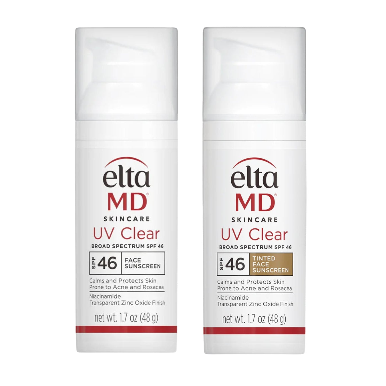 Two bottles of EltaMD UV Clear sunscreen