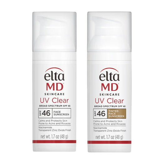 Two bottles of EltaMD UV Clear sunscreen