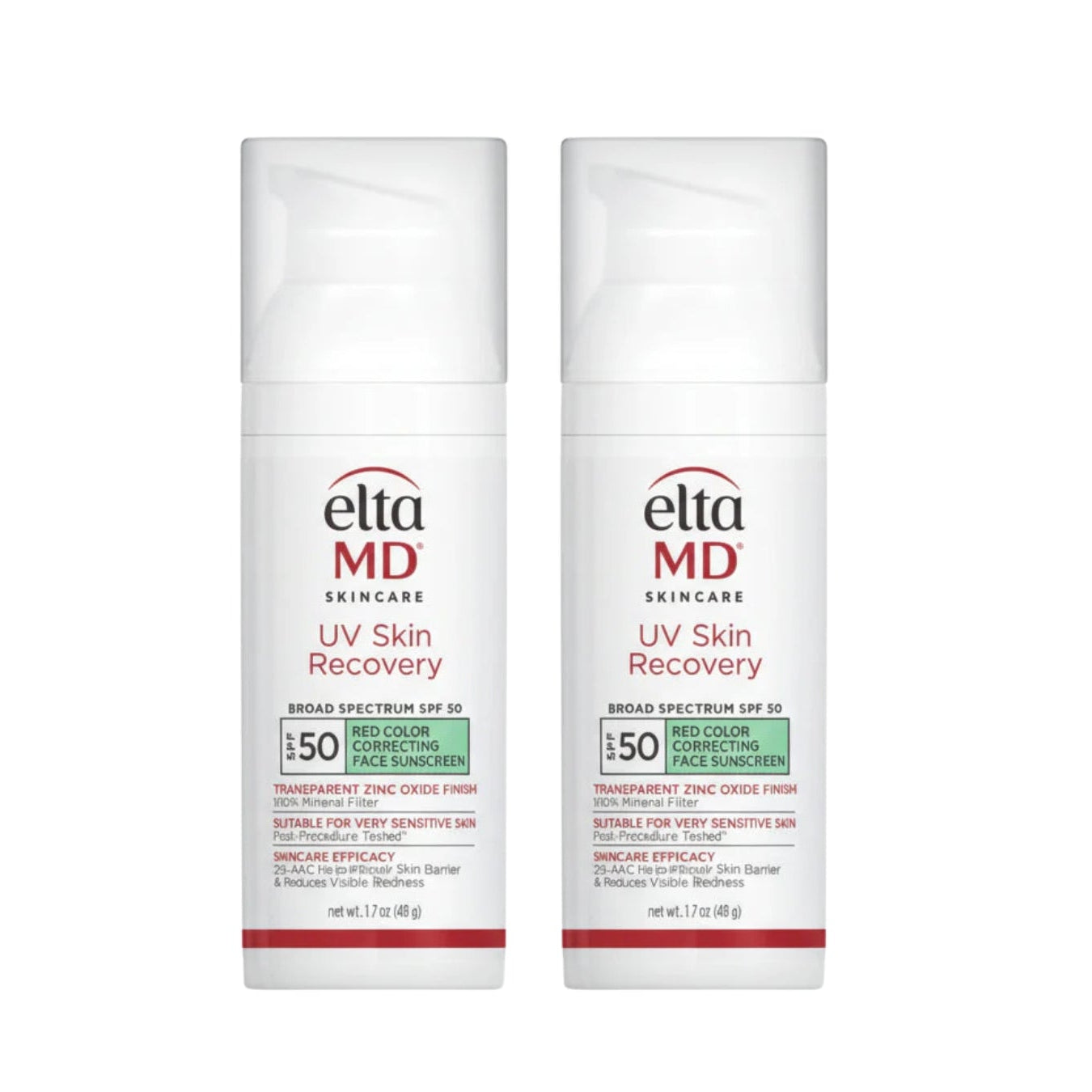 EltaMD UV Skin Recovery Red Color Correcting Green Tint Broad Spectrum SPF 50 Duo Set Oh Beauty