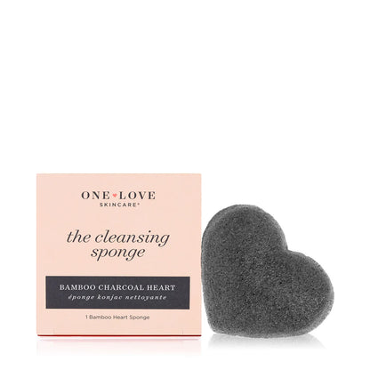 One Love Organics The Cleansing Sponge Bamboo Charcoal Heart