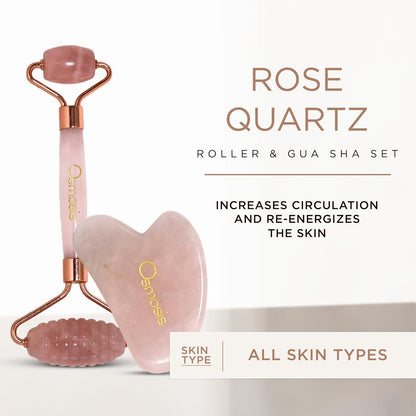 Osmosis Rose Quartz Facial Roller & Gua Sha Set