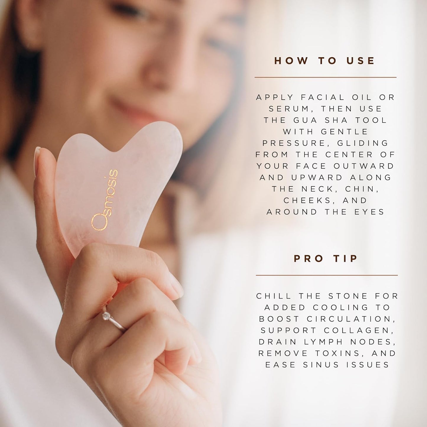 Osmosis Rose Quartz Facial Roller & Gua Sha Set