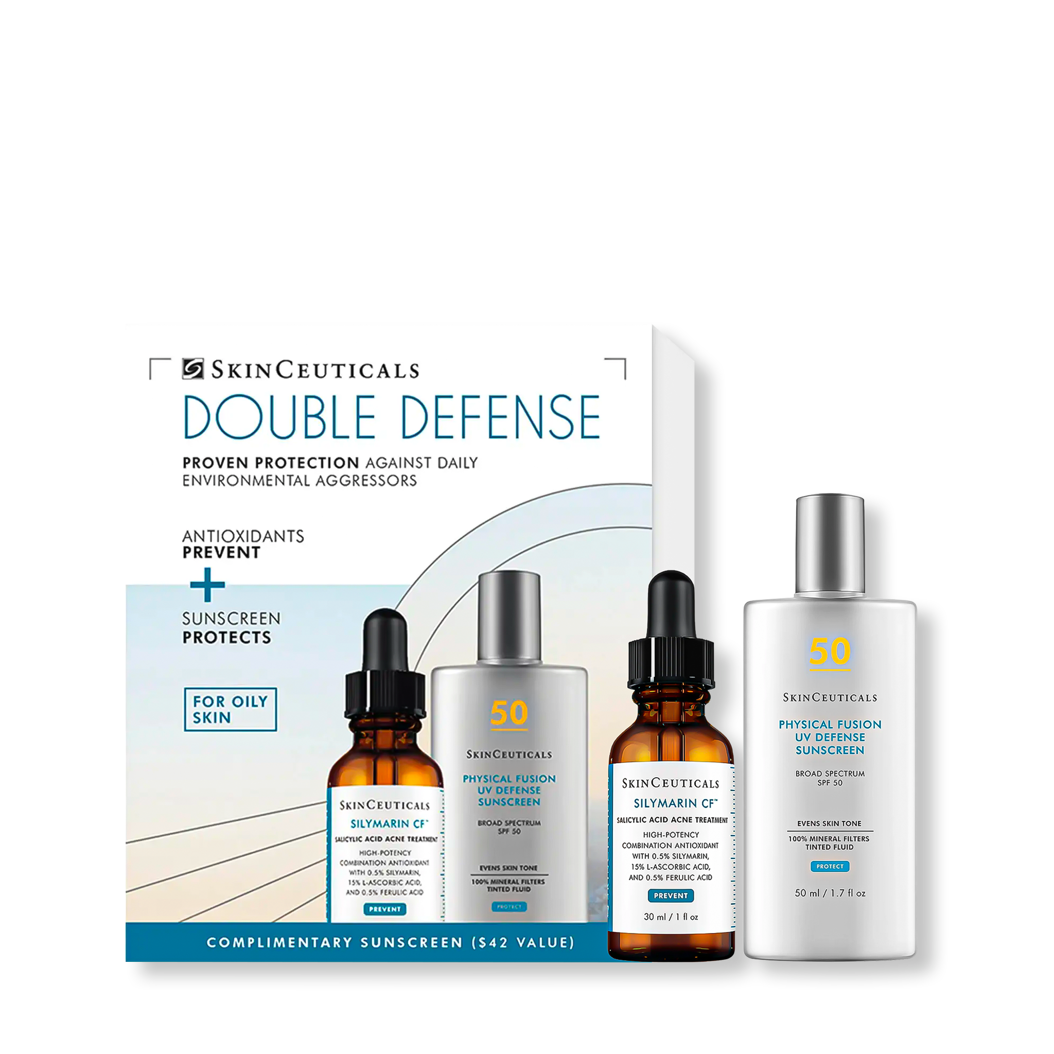 SkinCeuticals Prevent + Protect Kit: Silymarin C F + Physical Fusion