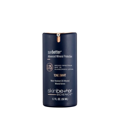 skinbetter spf 75 'sunbetter' branding on a white background