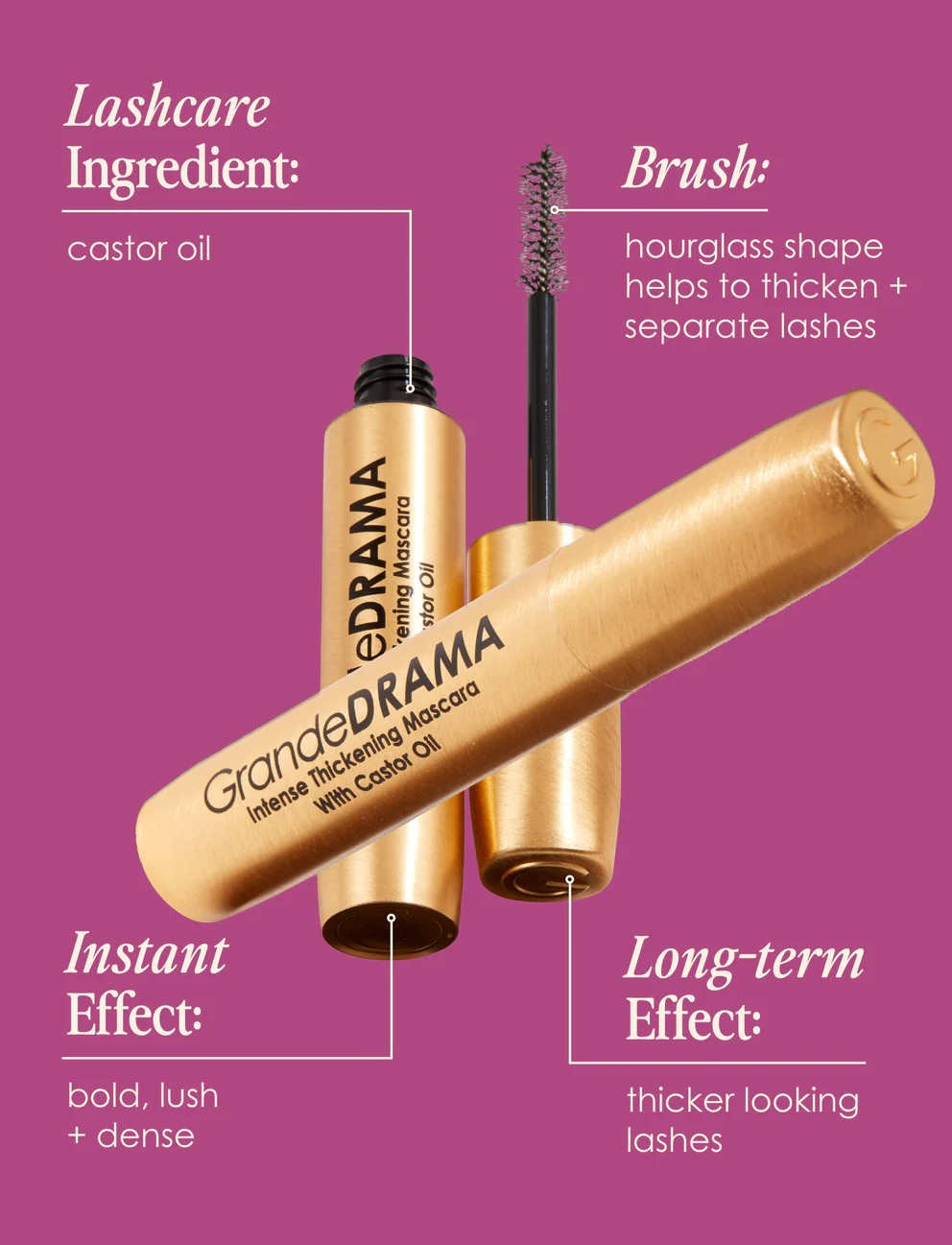 Grande Cosmetics GrandeDRAMA Intense Thickening Mascara with Castor Oil